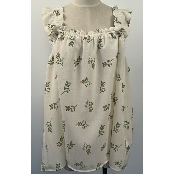 Lularoe Ruffle Daisy style edge Tank NWT 2xL Cream with flowers - Picture 5 of 6